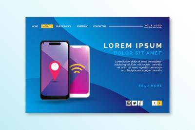 Landing Page Template Featuring Smartphone – Free Download