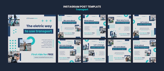 Transport Concept Instagram Posts Template – Free Download