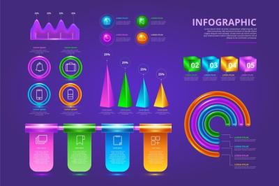 Colorful 3D Glossy Infographic Pack – Free Download