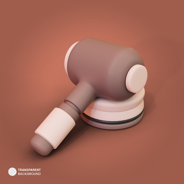 Judge Hammer Icon – 3D Render Illustration for Free Download