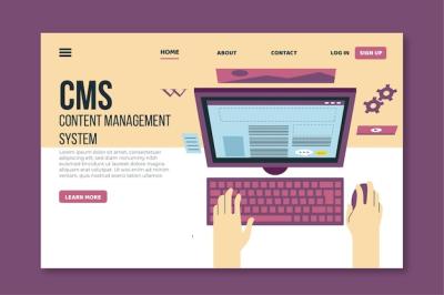 Flat Design CMS Landing Page Web Template – Free Download