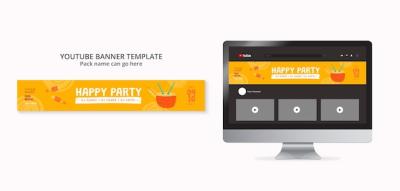 Party Horizontal YouTube Banner with Leaves and Masks – Free Download