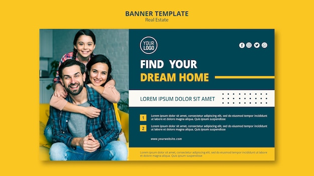 Horizontal Banner Design for Real Estate Concepts – Free Download