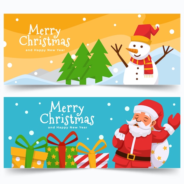 Colorful Christmas Sale Banners in Flat Design – Free Download