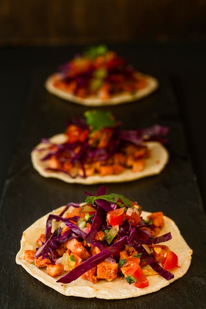 High Angle Tortilla with Vegetables and Meat – Free Stock Photo for Download