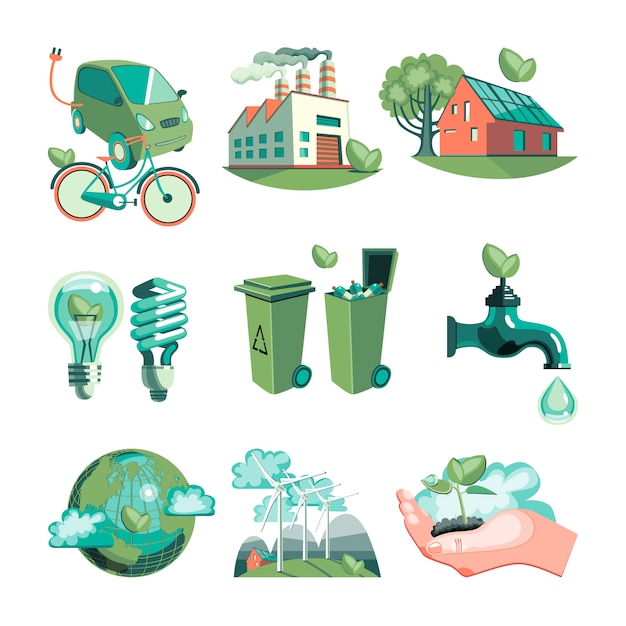 Ecology Decorative Icons Set – Free Download for Stock Photos