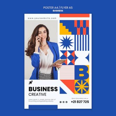 Vertical Poster Template for Business Featuring an Elegant Woman – Free to Download