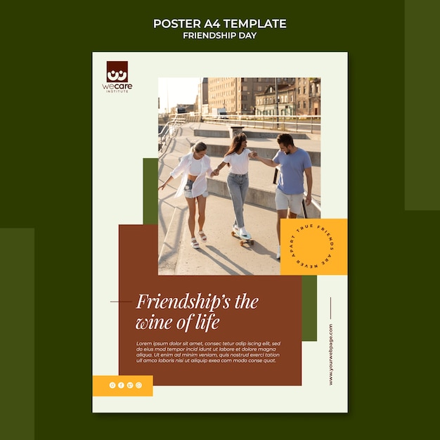 Vertical Poster Template for Friendship Day in Earthy Tones – Free Stock Photo, Download for Free