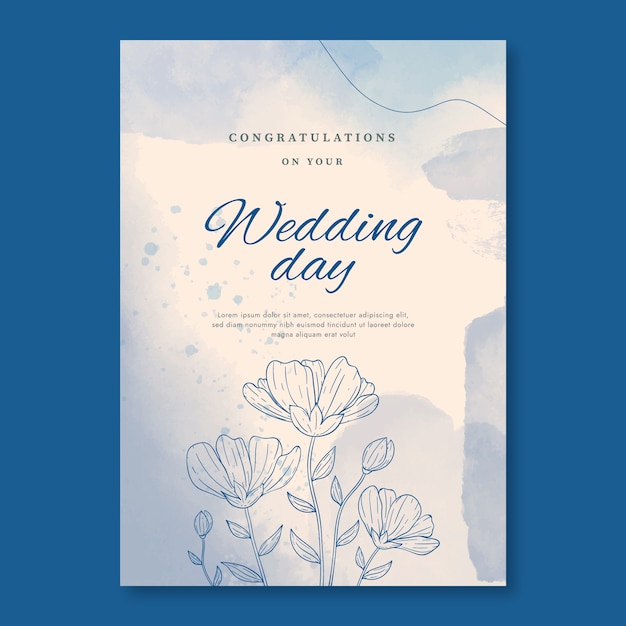 Hand Drawn Wedding Congratulations Card – Free Download