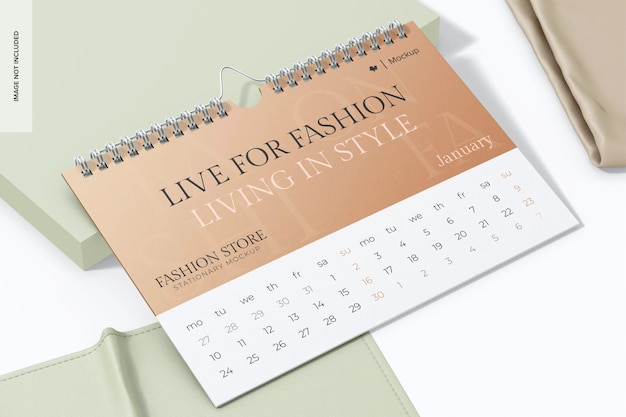 Rectangular Calendar Mockup for Fashion Stores – Free to Download