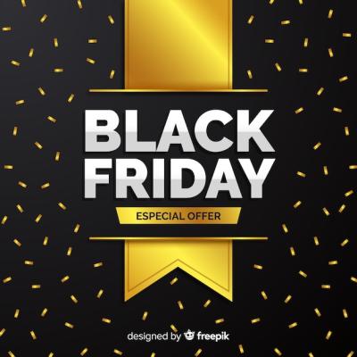 Elegant Black Friday Composition with Golden Accents – Download Free Stock Photo