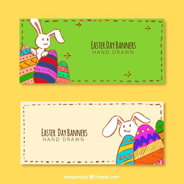 Hand-Drawn Easter Banners – Free to Download