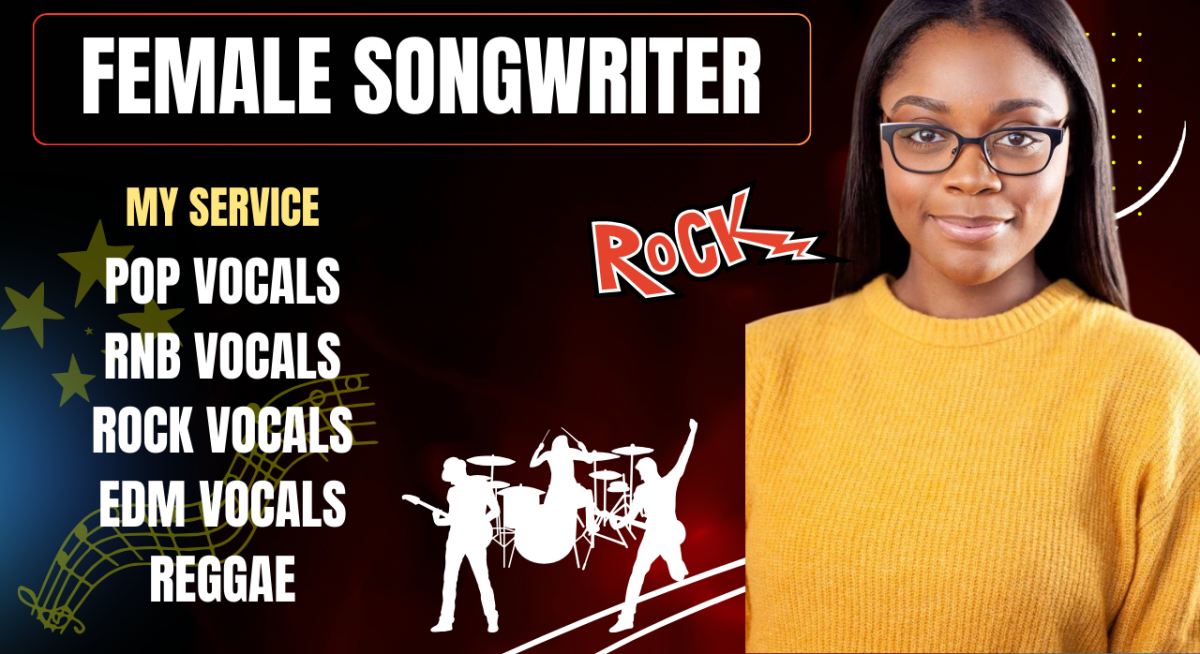 I Will Be Your Female Songwriter and Record Vocals in Pop, RnB, Rock, EDM, or Reggae