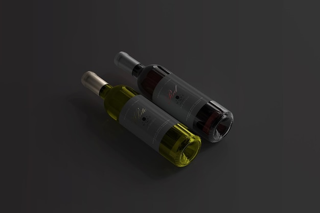 Red and White Wine Bottle Mockup – Free Download