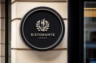 Elegant Logo Mockup Circular Sign Wall Mockup – Free Download