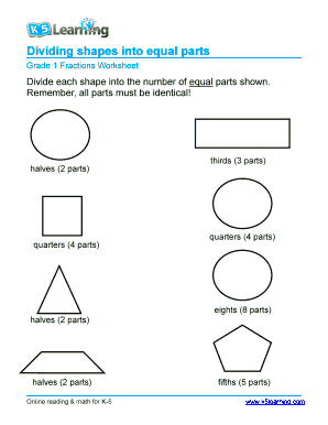 Divide Shapes Into Equal Parts Worksheet  Fill Online Printable 