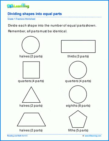 Shapes Divided Into Equal Parts