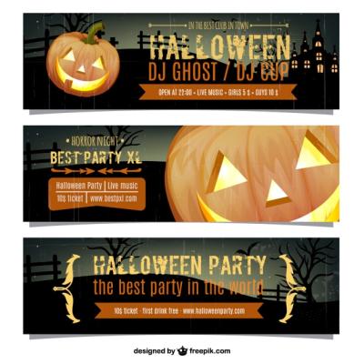 Halloween Party Banners Pack for Free Download