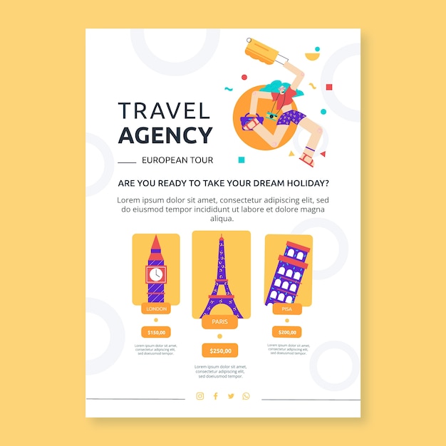 Travel Agency Poster in Flat Design – Download Free Stock Photo