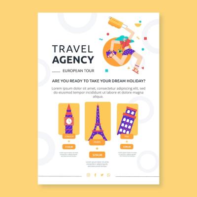 Travel Agency Poster in Flat Design – Download Free Stock Photo