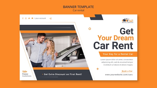 Flat Design Car Rental Banner Template – Free Download