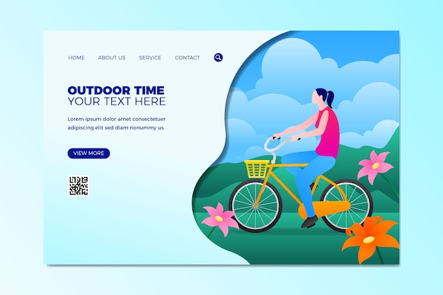 Flat Design Outdoor Sport Template Landing Page – Free Download