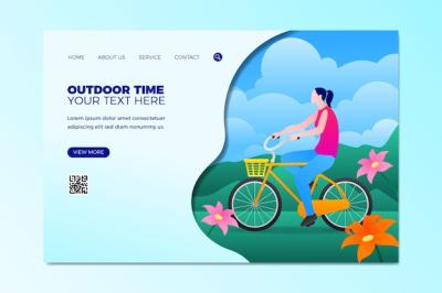 Flat Design Outdoor Sport Template Landing Page – Free Download