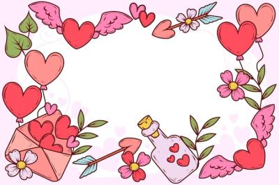 Hand Drawn Background for Valentineâs Day Celebration – Free Download