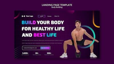 Gradient Bodybuilding Landing Page Template – Free Download