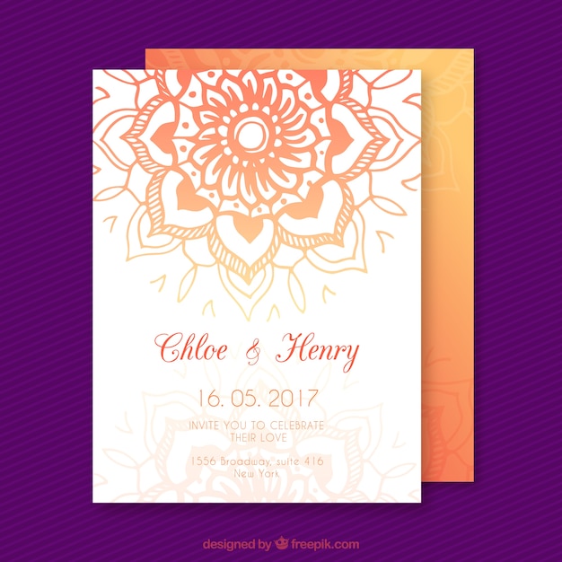 Orange Mandala Wedding Invitation – Free Download