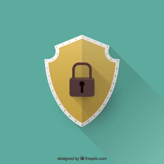 Flat Design Shield Background with Padlock – Free Download