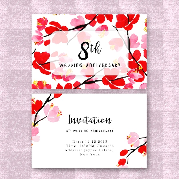 Watercolor Floral Wedding Anniversary Invitation – Free Download