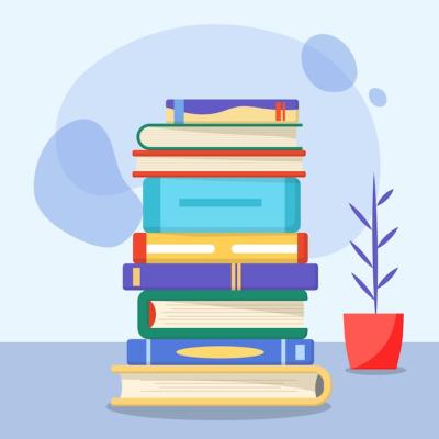 Flat Design Stack of Books Illustration – Free Download