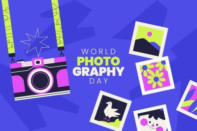 Flat World Photography Day Background – Free Download