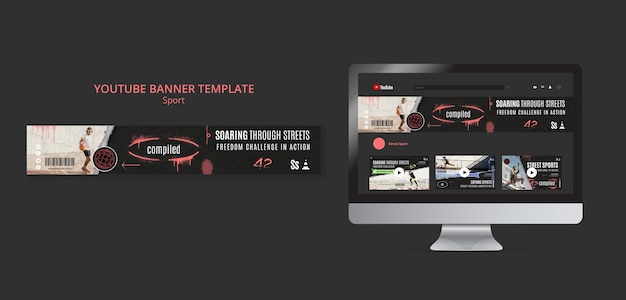 Fitness Training YouTube Banner Template – Free Download