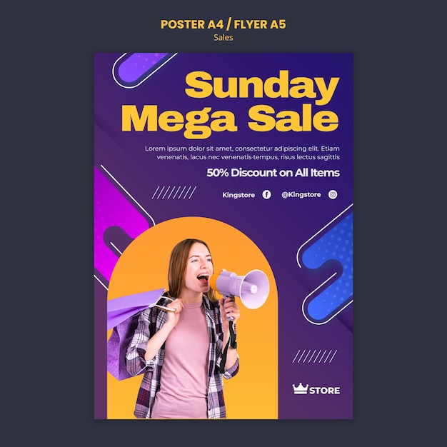 Sunday Mega Sale Poster Template for Free Download