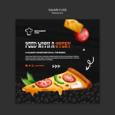 Delicious Food Restaurant Square Flyer – Free Download