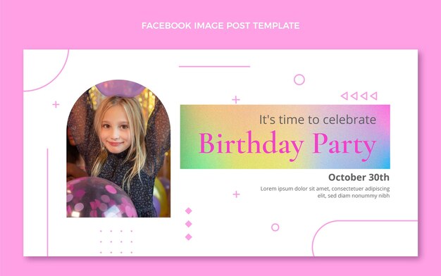 Gradient Texture Birthday Facebook Post – Free Download