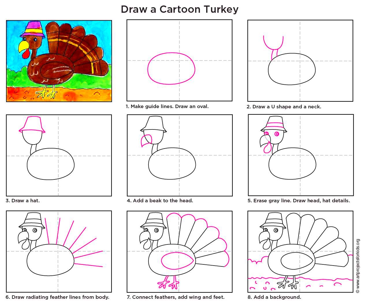 how to draw a turkey for thanksgiving with step by step instructions on 