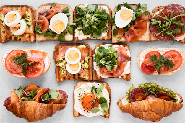 Fresh Sandwiches Arrangement on White Background – Free to Download