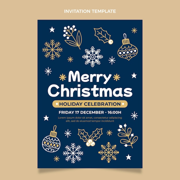 Hand Drawn Christmas Invitation Template – Free to Download