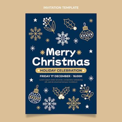 Hand Drawn Christmas Invitation Template – Free to Download