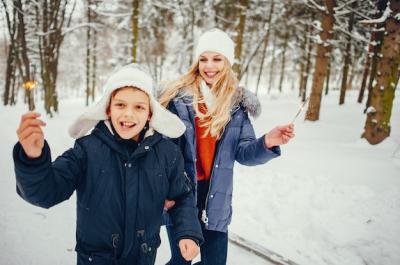 Mother and Cute Son in a Winter Park – Free Stock Photo, Download Free