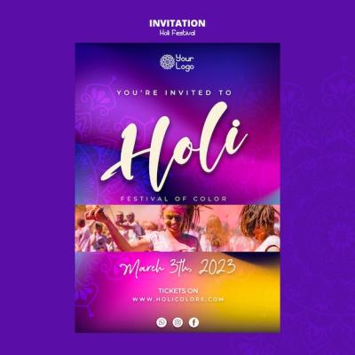 Colorful Holi Festival Invitation Template – Free Download