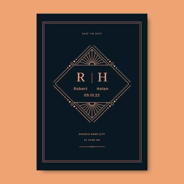 Formal Wedding Invitations in Flat Design – Free Download