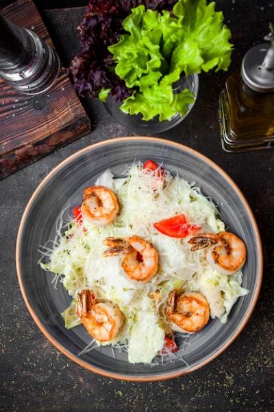 Caesar Salad with Fried Shrimp – Free Stock Photo for Download