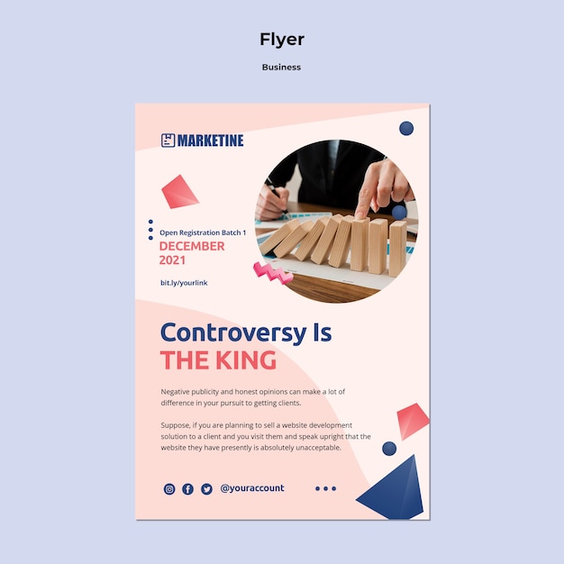 Vertical Flyer Template for Marketing Business with Geometric Shapes – Free Download