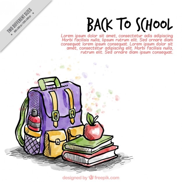 Hand-Painted Schoolbooks and Backpack Background – Free Download