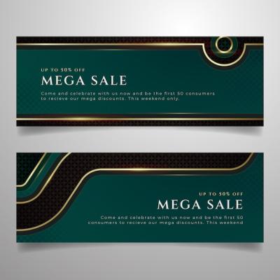 Gradient Golden Luxury Horizontal Banners Set for Free Download