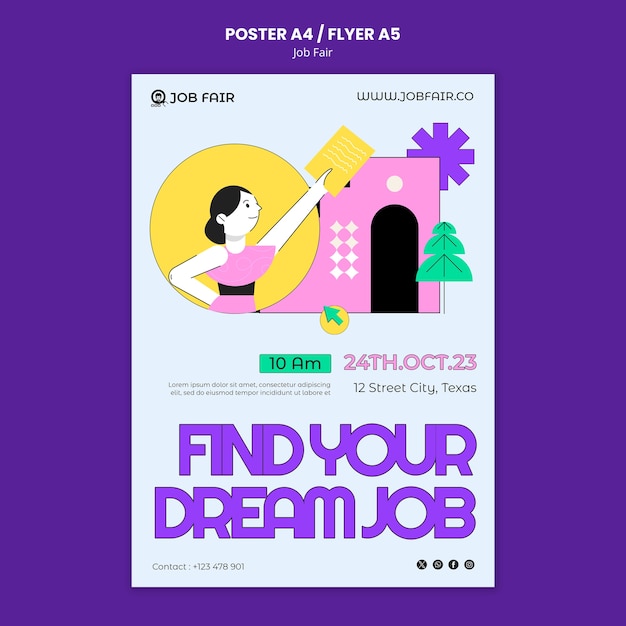 Job Fair Poster Template – Free Download | PSD Templates